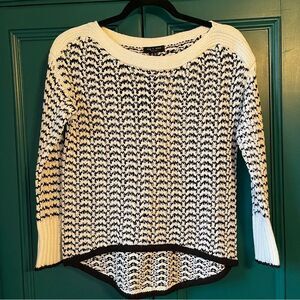 Rag & Bone crochet black white sweater stripes XS